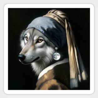 Wildlife Conservation - Pearl Earring Gray Wolf Meme Sticker